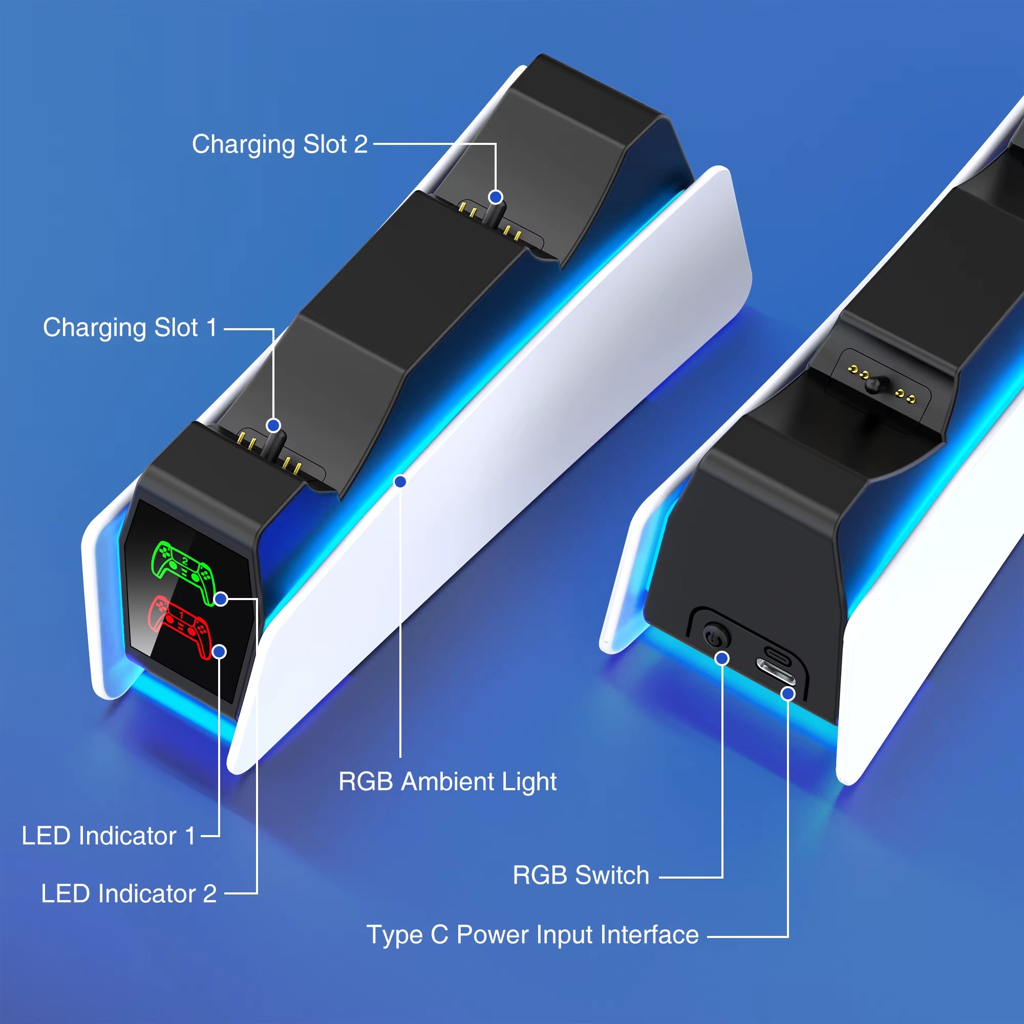 RGB PS5 Controller Charging Station 