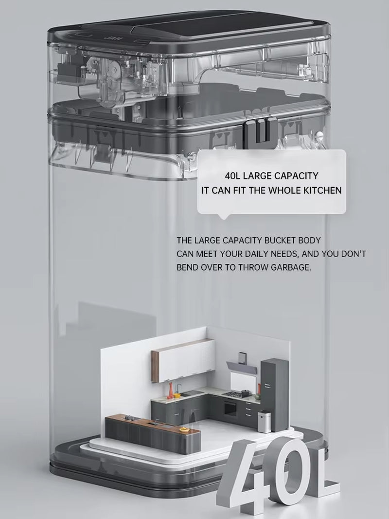 40L Smart Trash Can Stainless-Steel 