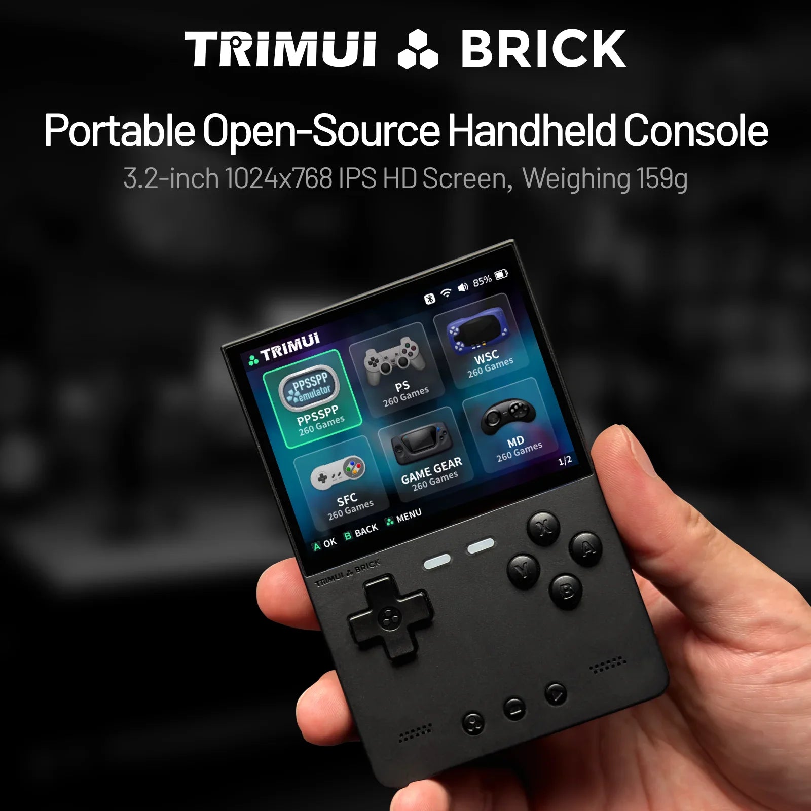 Solid Brick Handheld Game Console 