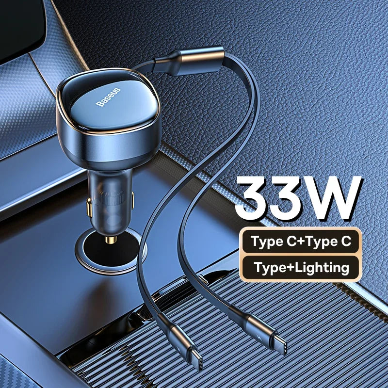 2-In-1 Car Charger For Iphone/Android 