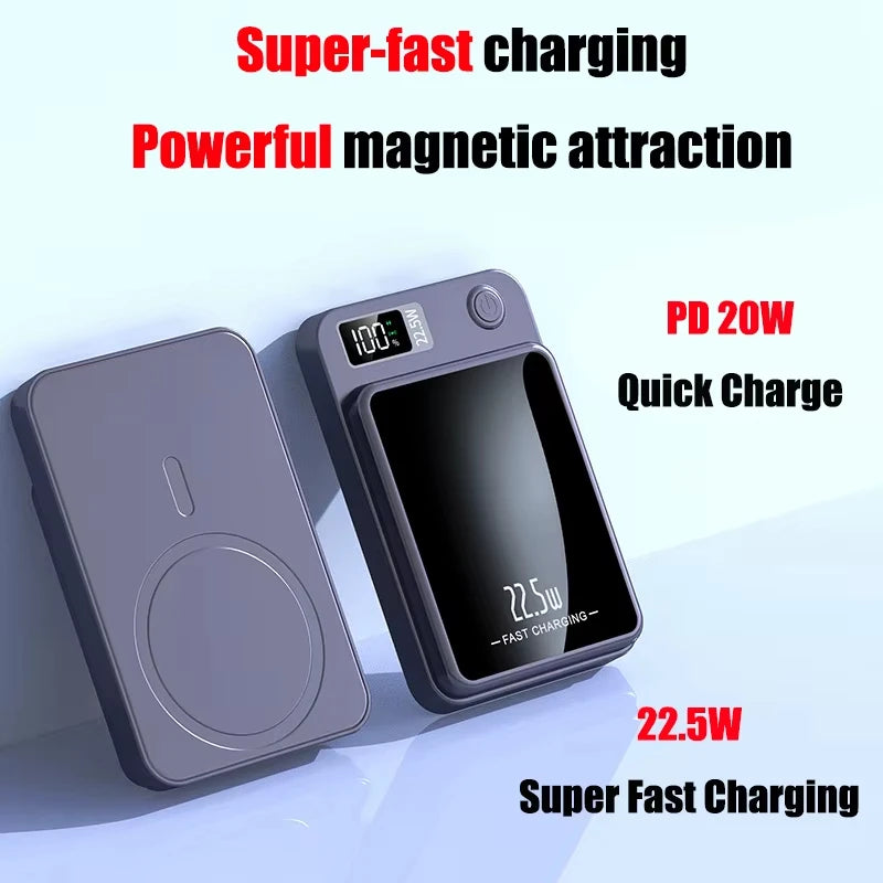 Fast-Charging Magnetic Wireless Power Bank 