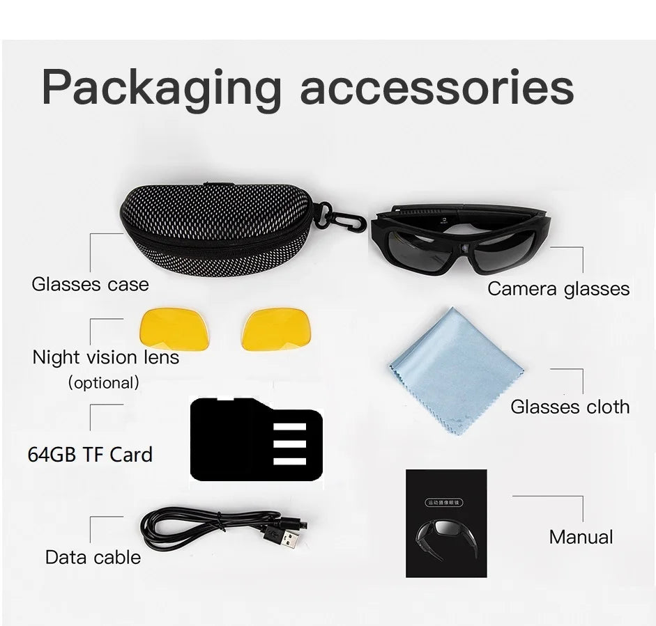 4K Quality Sports Camera Glasses 