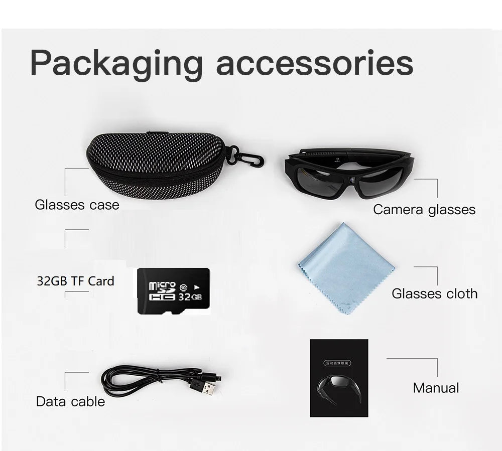 4K Quality Sports Camera Glasses 