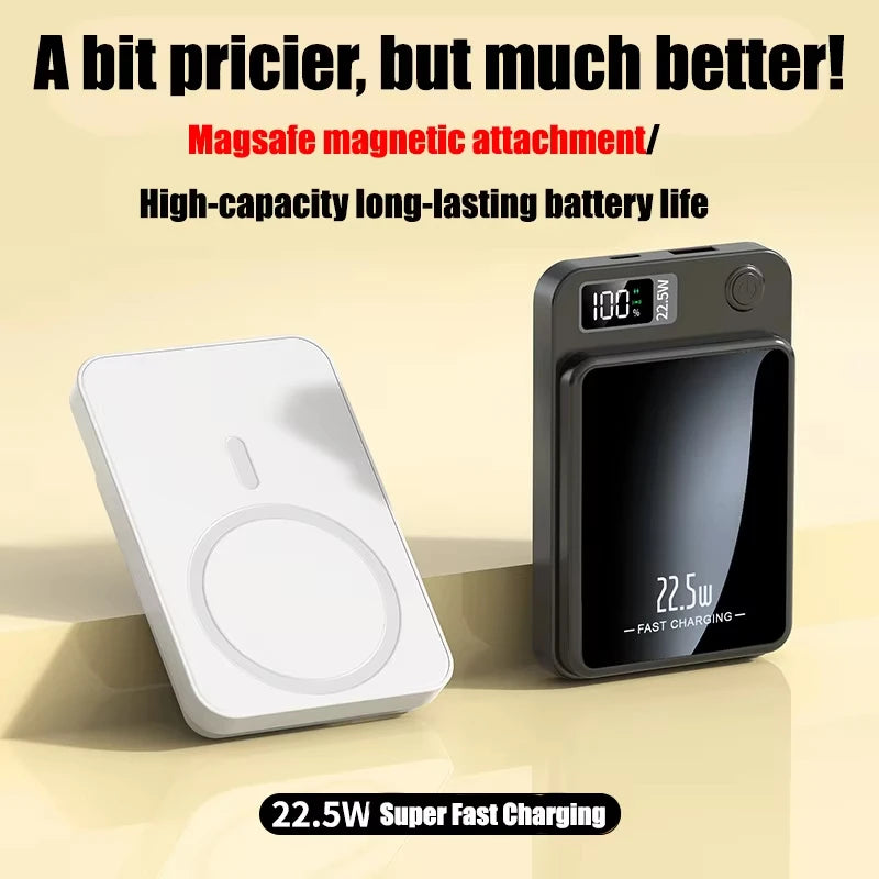 Fast-Charging Magnetic Wireless Power Bank 