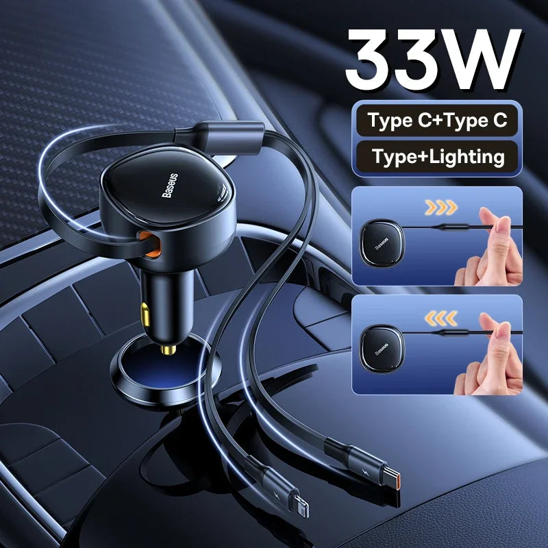 2-In-1 Car Charger For Iphone/Android 