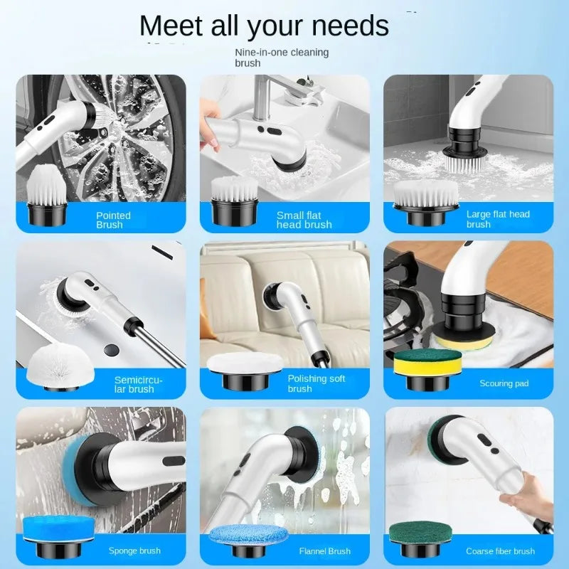 Nine-in-One Multifunctional Handheld Cleaning Brush 