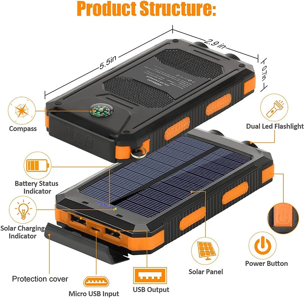 Portable Smart Solar Power Bank 