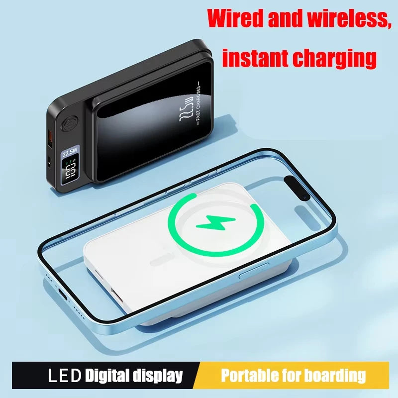Fast-Charging Magnetic Wireless Power Bank 