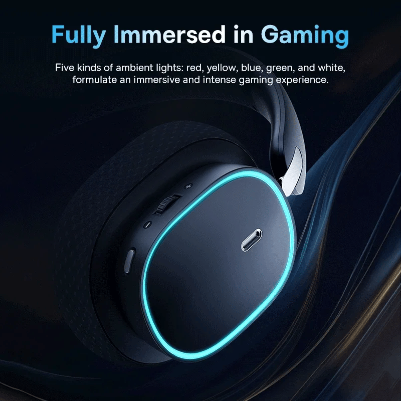 GH02 Gaming Wireless Headphone with Mic Over-Ear Headphones Bluetooth 5.3 40Mm Driver 2.4G/Wireless/Cable RGB Headsets