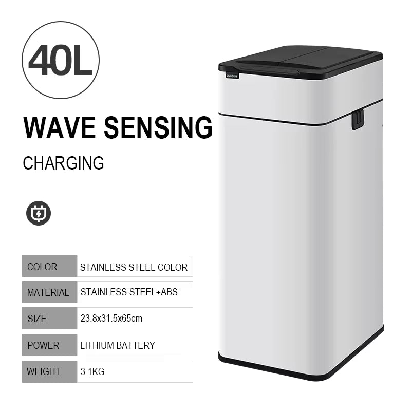 40L Smart Trash Can Stainless-Steel 